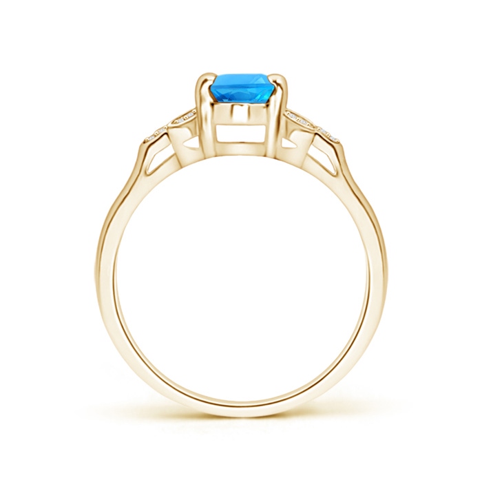 7x5mm AAAA Vintage Style Oval Swiss Blue Topaz Ring with Diamond Accents in Yellow Gold product image