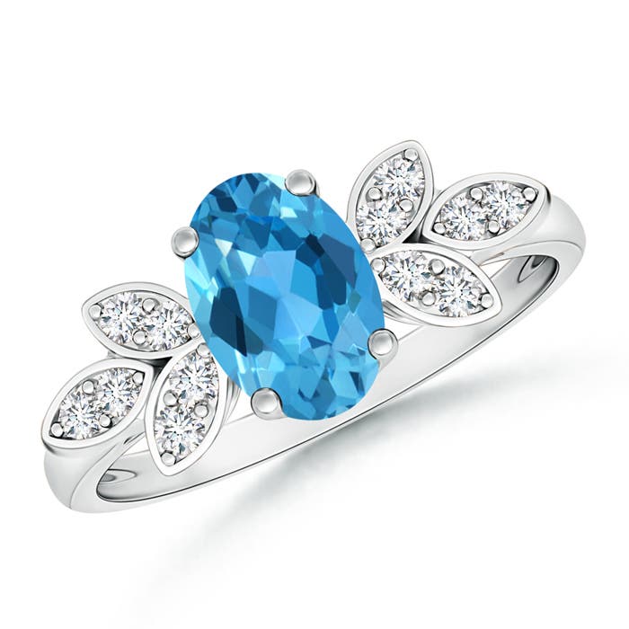 AAA - Swiss Blue Topaz / 1.62 CT / 14 KT White Gold