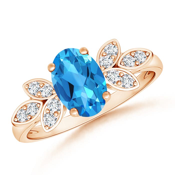 AAAA - Swiss Blue Topaz / 1.62 CT / 14 KT Rose Gold