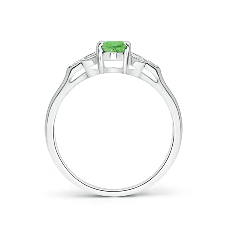 6x4mm A Vintage Style Oval Tsavorite Ring with Diamond Accents in White Gold side 1