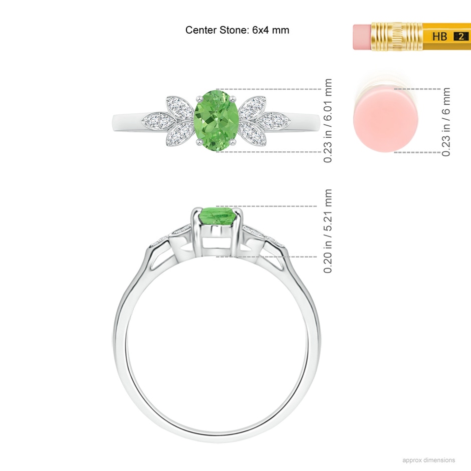 6x4mm A Vintage Style Oval Tsavorite Ring with Diamond Accents in White Gold ruler
