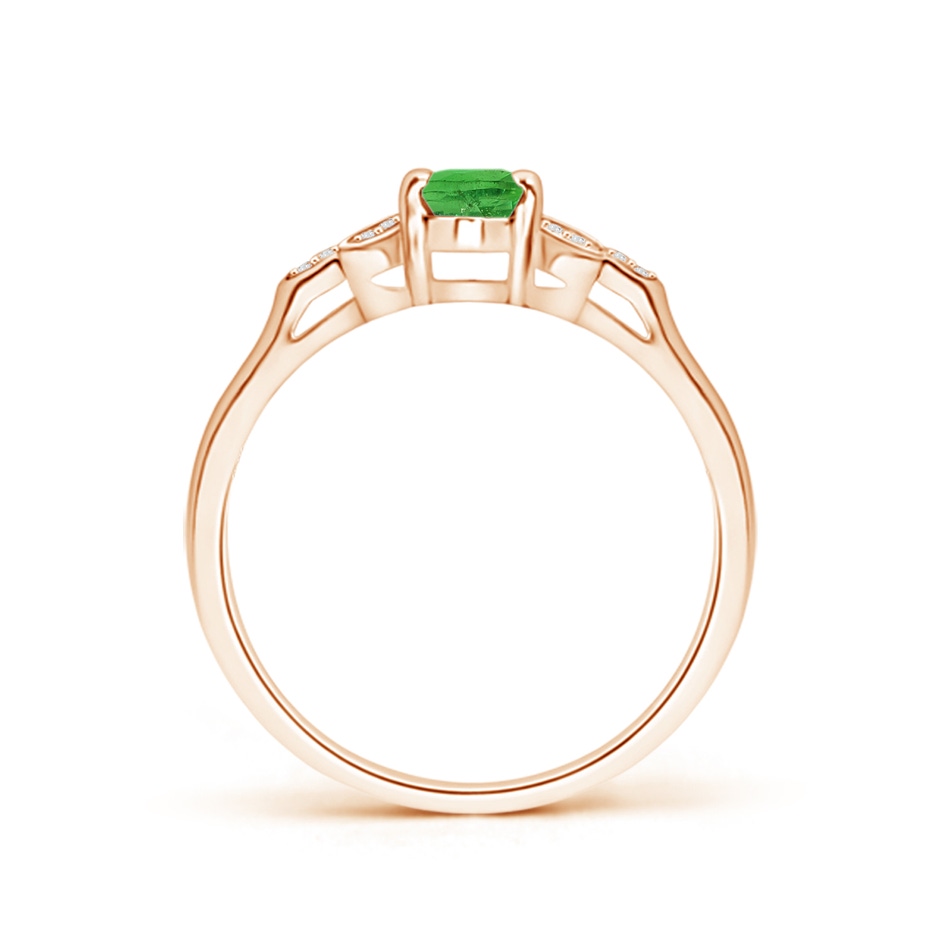 6x4mm AA Vintage Style Oval Tsavorite Ring with Diamond Accents in Rose Gold side 1