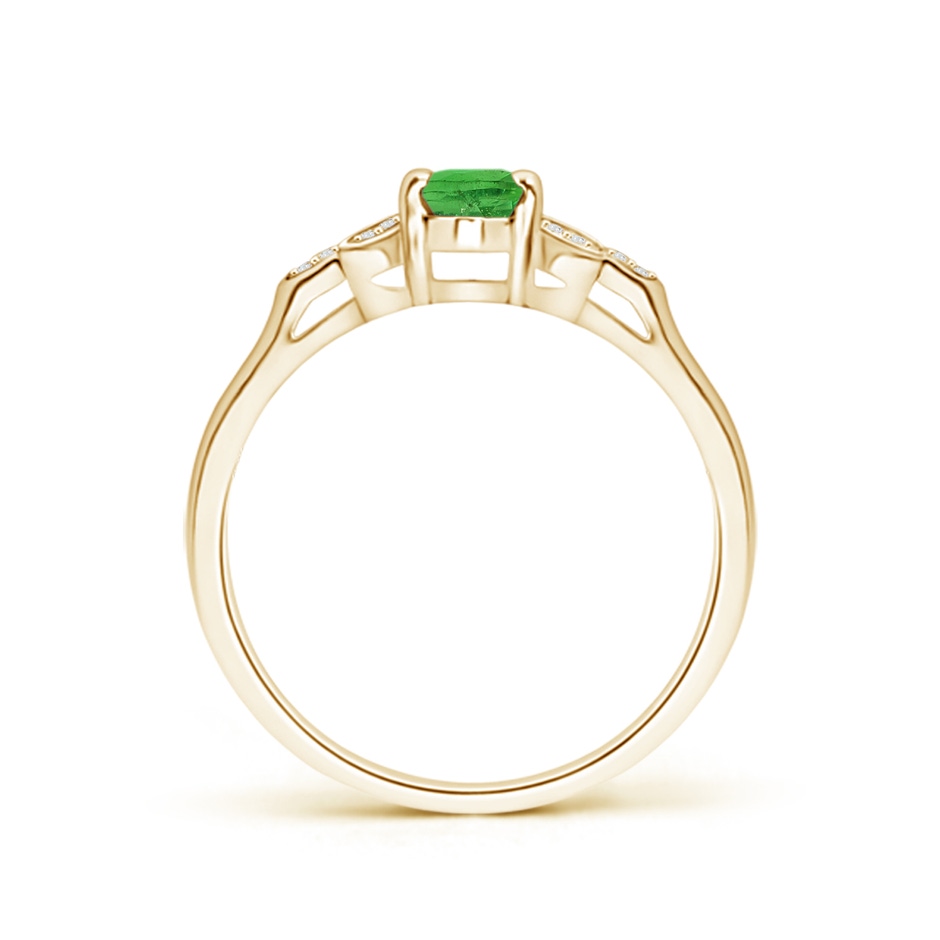 6x4mm AA Vintage Style Oval Tsavorite Ring with Diamond Accents in Yellow Gold side 1