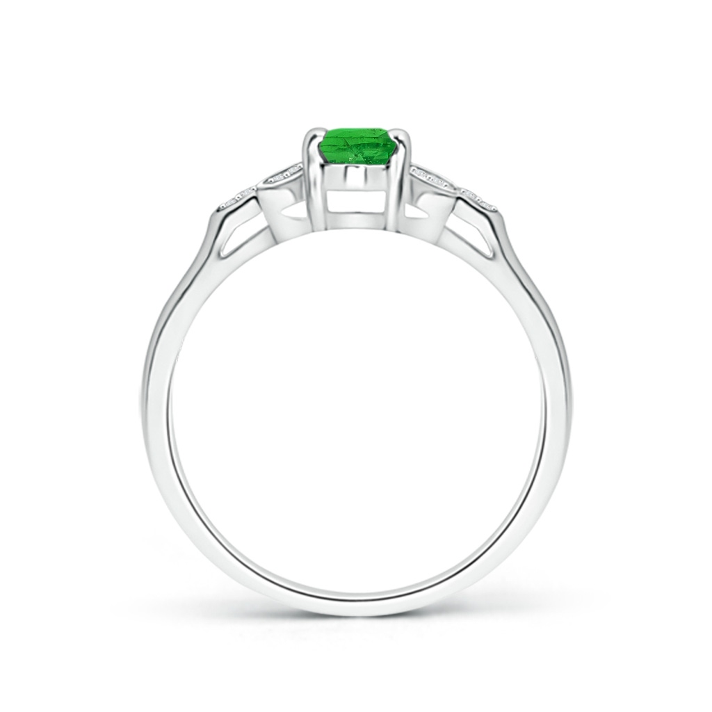 6x4mm AAA Vintage Style Oval Tsavorite Ring with Diamond Accents in White Gold Side 1