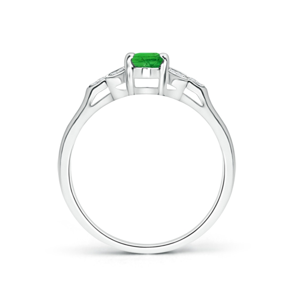 6x4mm AAA Vintage Style Oval Tsavorite Ring with Diamond Accents in White Gold side 1