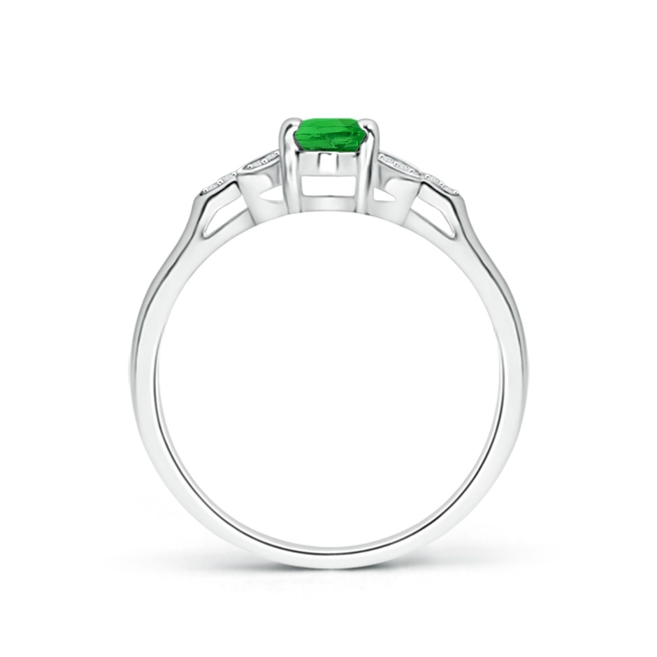 6x4mm AAAA Vintage Style Oval Tsavorite Ring with Diamond Accents in White Gold side 1