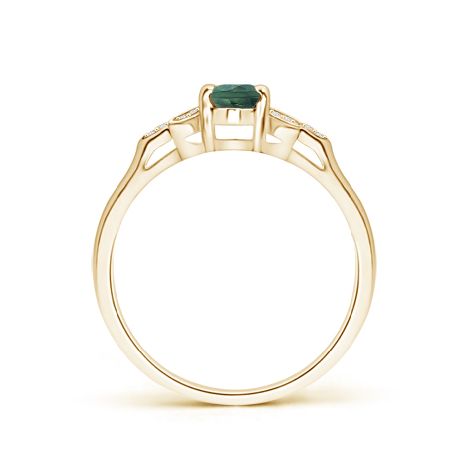 6x4mm AA Vintage Style Oval Teal Montana Sapphire Ring with Diamond Accents in 10K Yellow Gold side 1