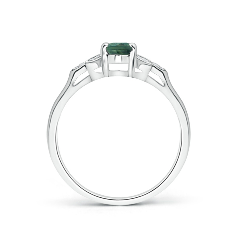 6x4mm AA Vintage Style Oval Teal Montana Sapphire Ring with Diamond Accents in White Gold side 1
