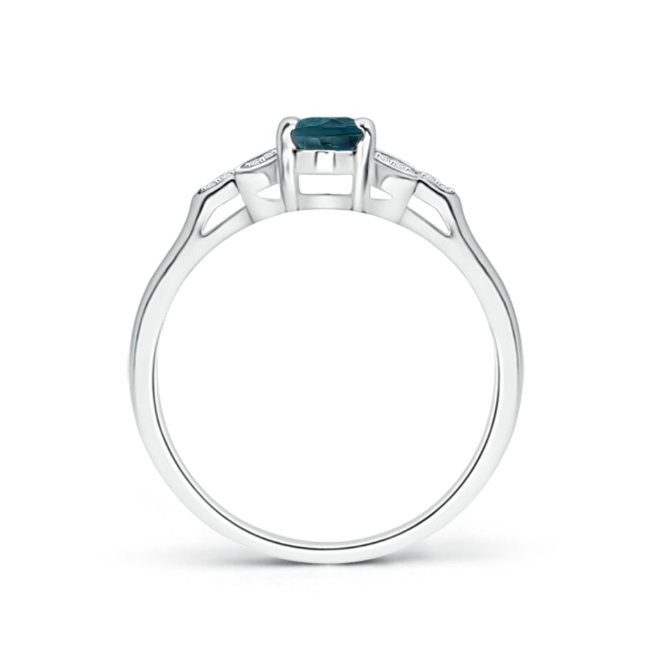 6x4mm AAA Vintage Style Oval Teal Montana Sapphire Ring with Diamond Accents in P950 Platinum side 1