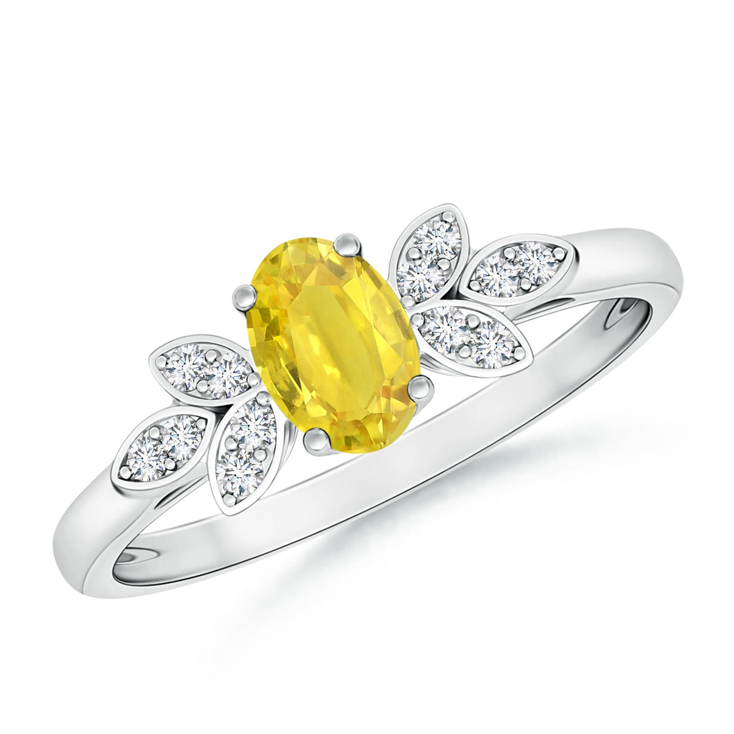 AA - Yellow Sapphire / 0.72 CT / 14 KT White Gold