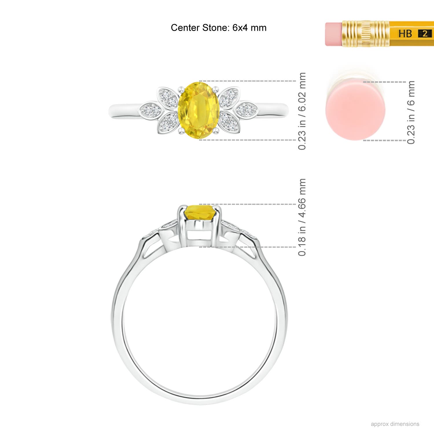 AA - Yellow Sapphire / 0.72 CT / 14 KT White Gold