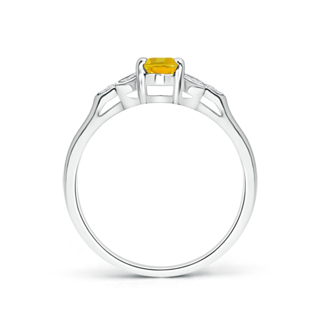 6x4mm AAAA Vintage Style Oval Yellow Sapphire Ring with Diamond Accents in White Gold Side 1