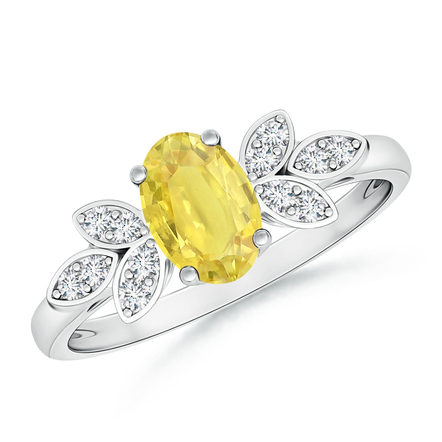 A - Yellow Sapphire / 1.1 CT / 14 KT White Gold