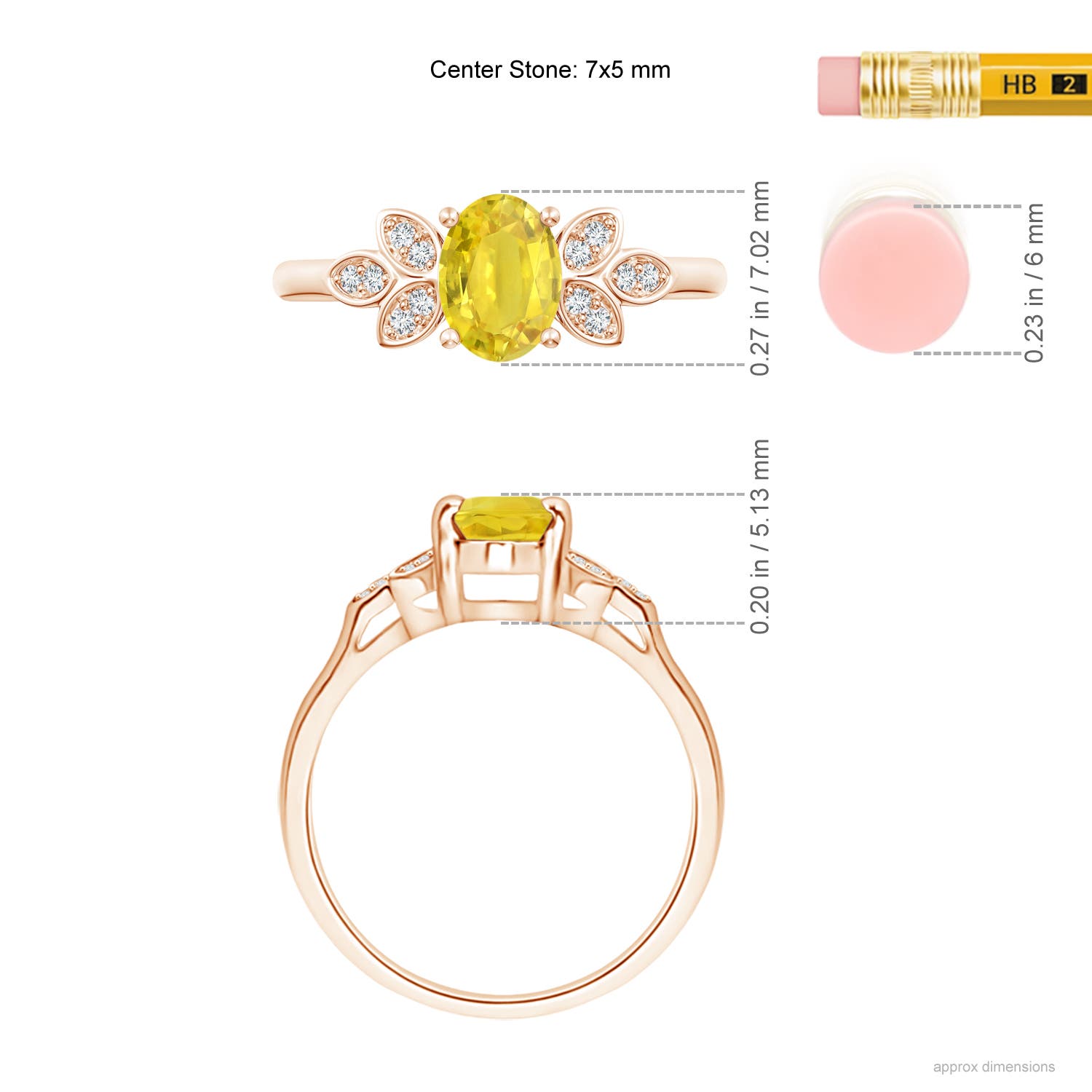 AA - Yellow Sapphire / 1.1 CT / 14 KT Rose Gold