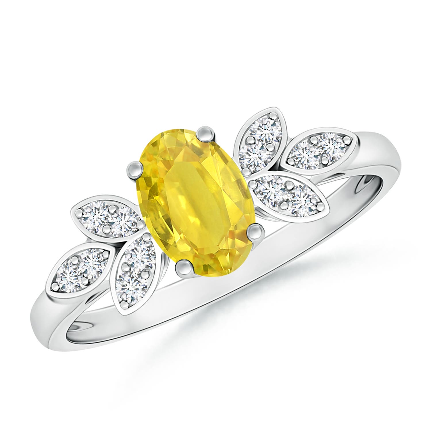 AA - Yellow Sapphire / 1.1 CT / 14 KT White Gold