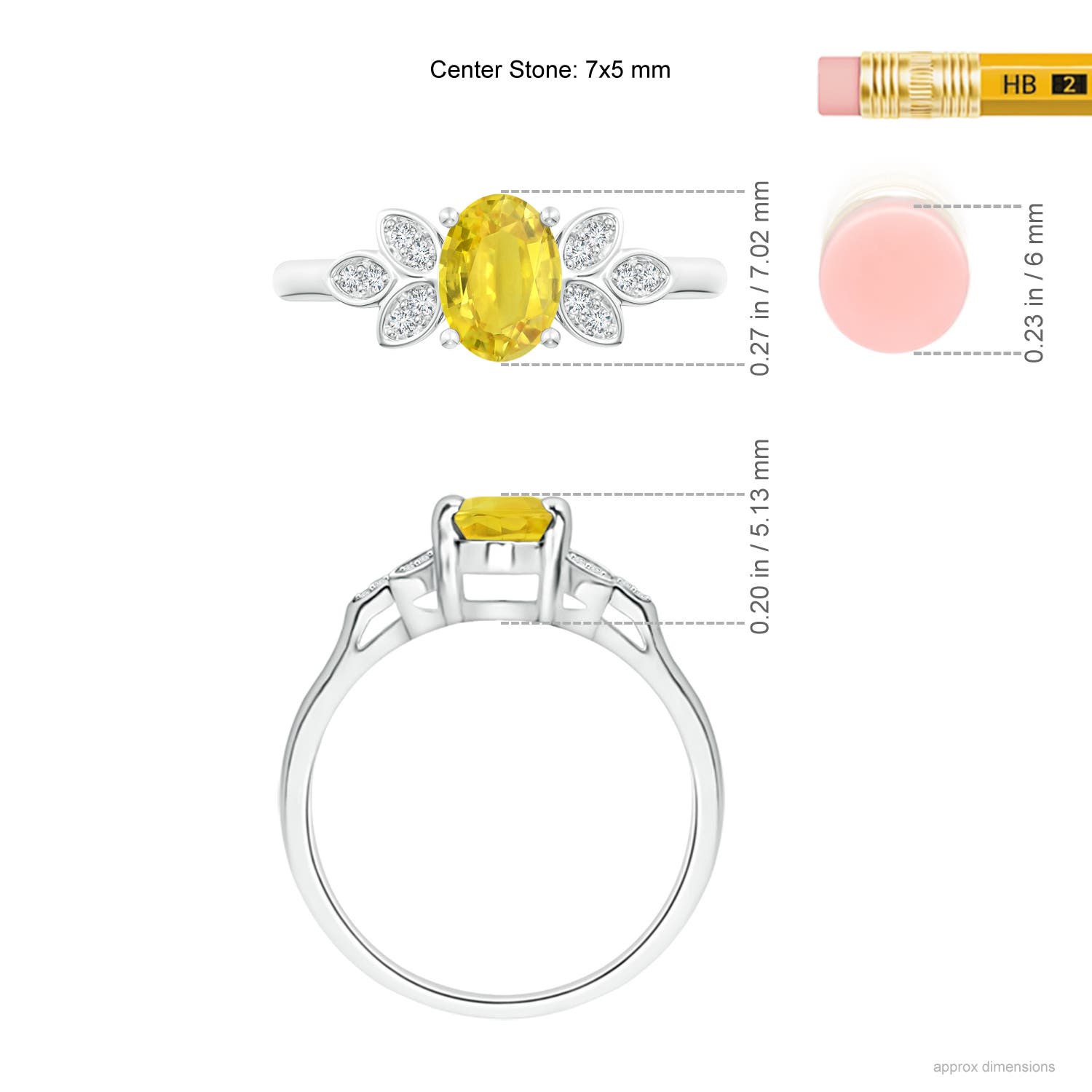 AA - Yellow Sapphire / 1.1 CT / 14 KT White Gold