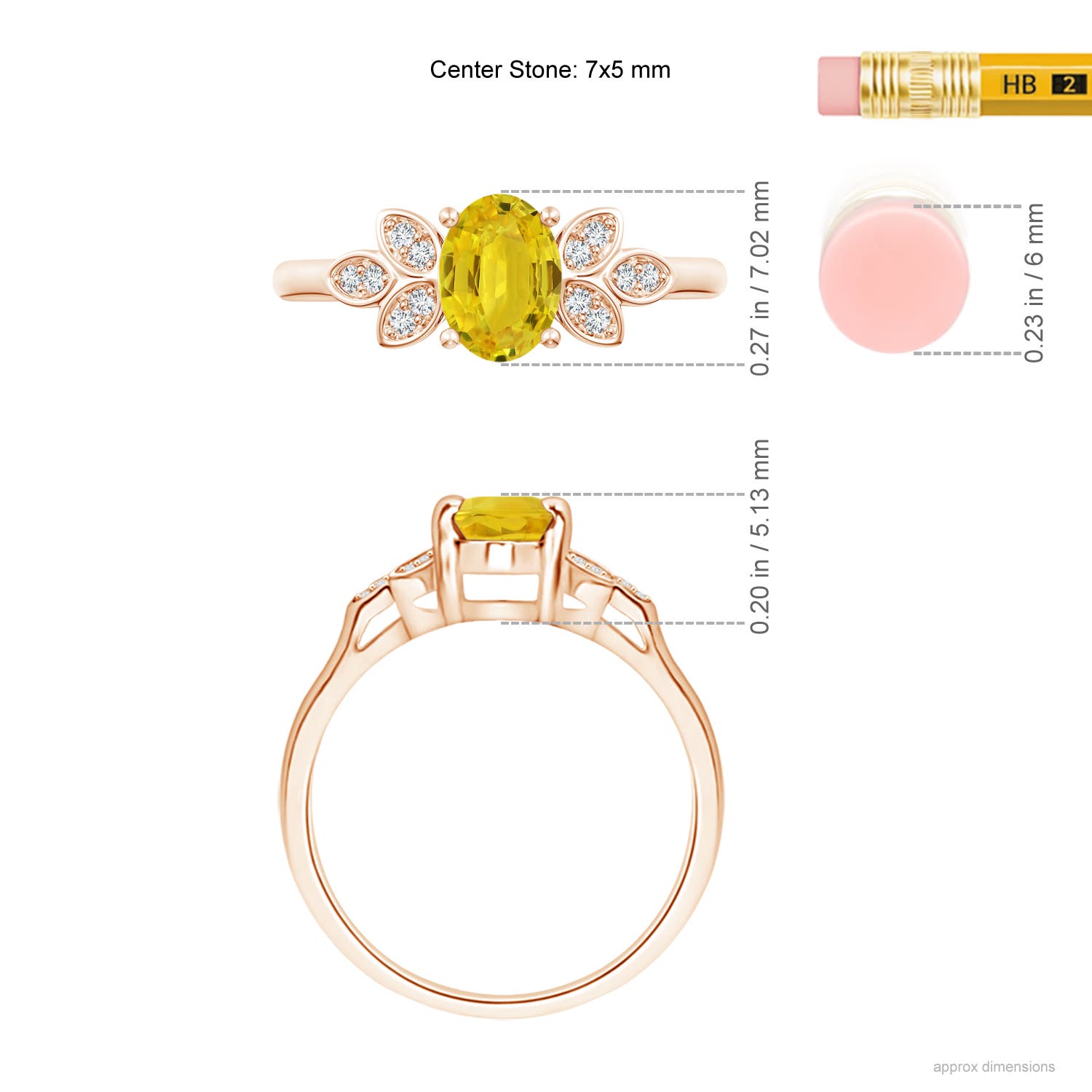 AAA - Yellow Sapphire / 1.1 CT / 14 KT Rose Gold