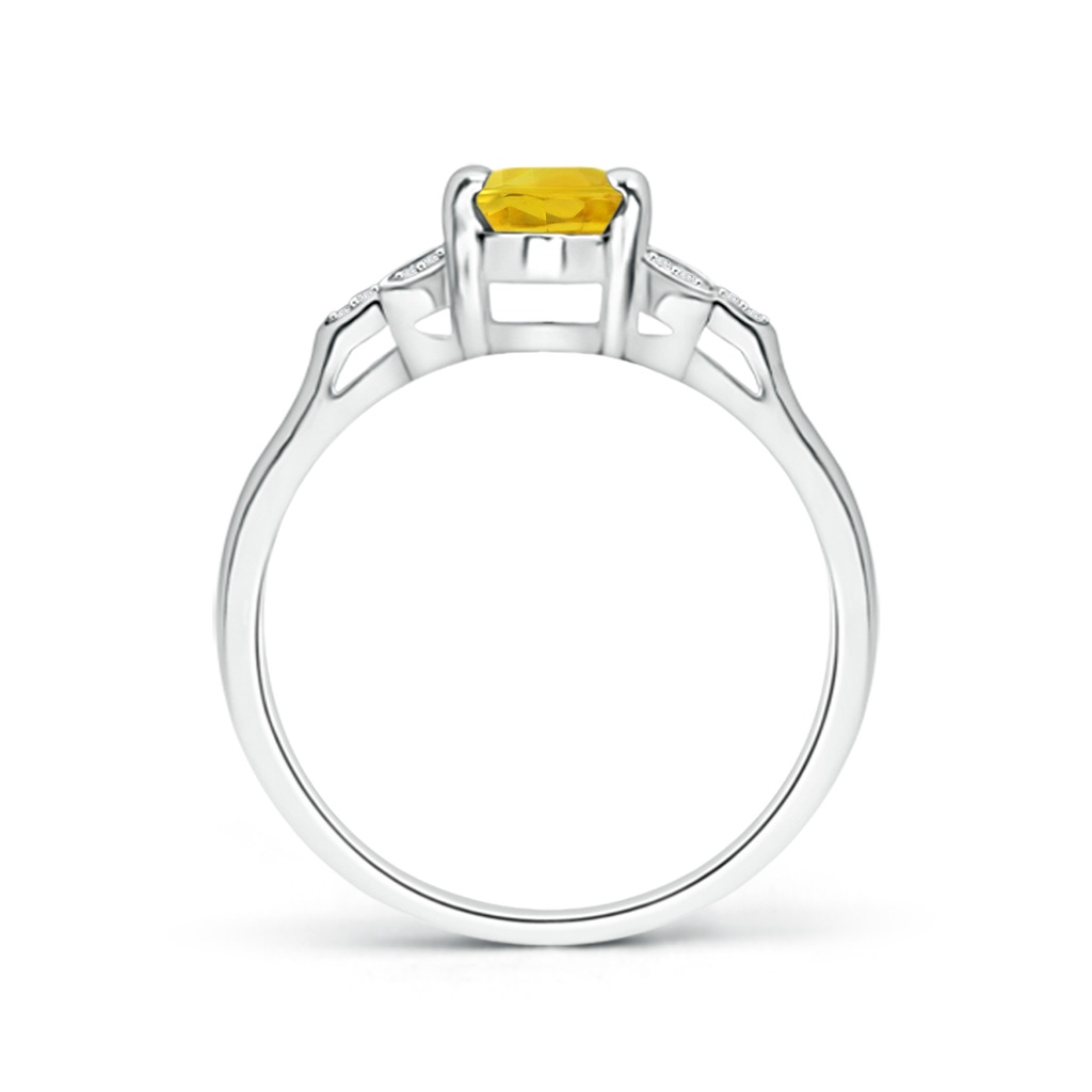 7x5mm AAA Vintage Style Oval Yellow Sapphire Ring with Diamond Accents in White Gold Side 1
