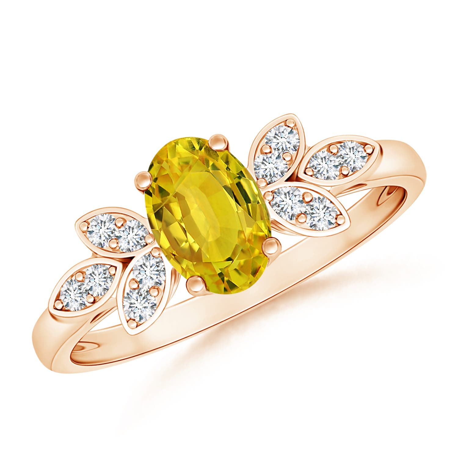 AAAA - Yellow Sapphire / 1.1 CT / 14 KT Rose Gold