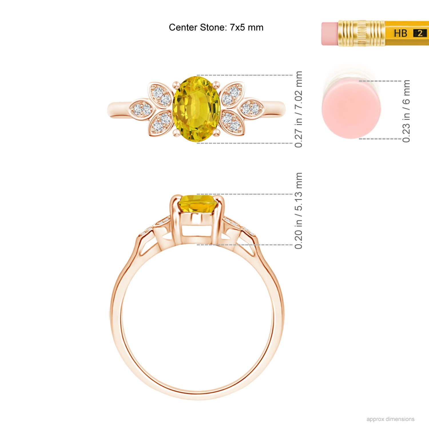 AAAA - Yellow Sapphire / 1.1 CT / 14 KT Rose Gold