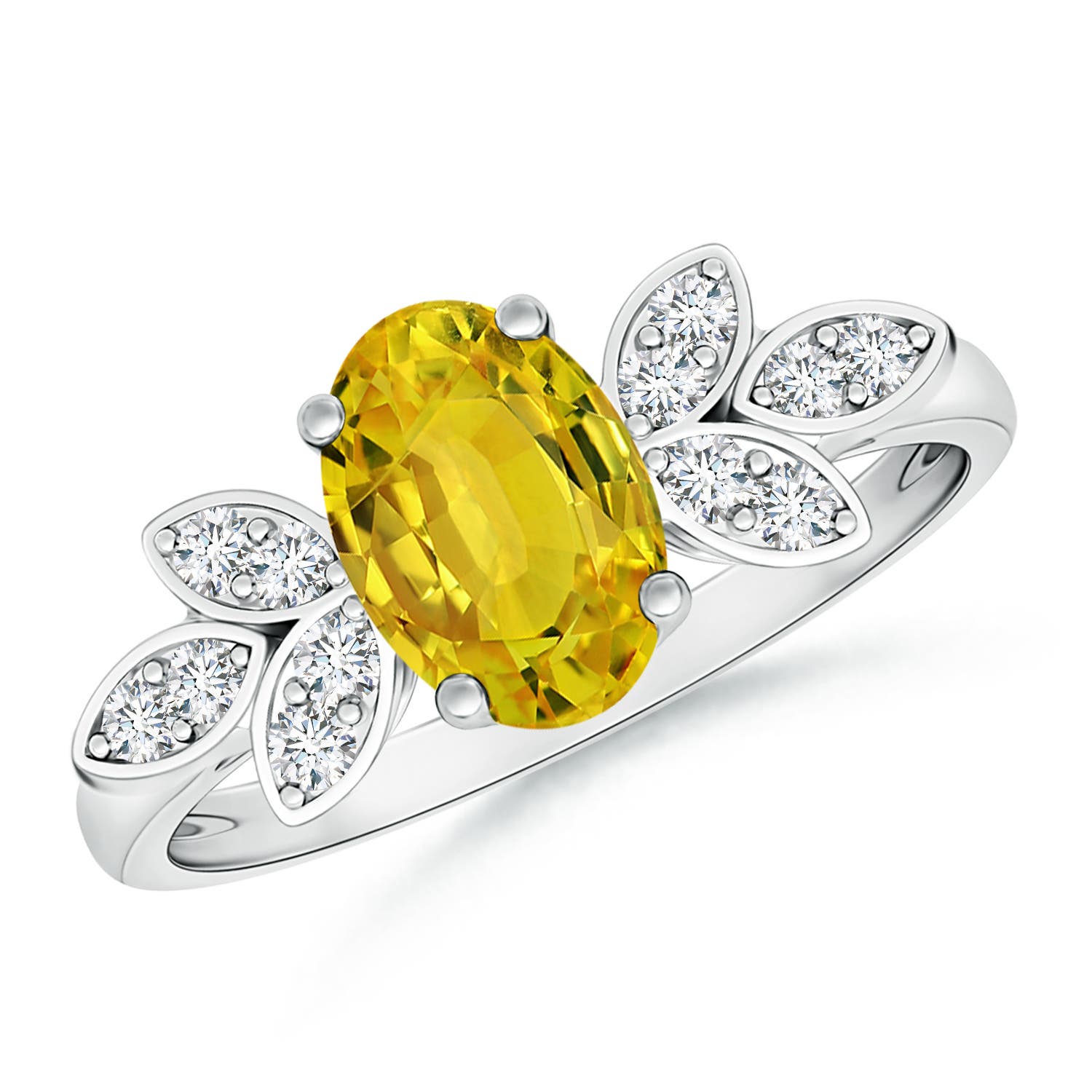 AAAA - Yellow Sapphire / 1.62 CT / 14 KT White Gold