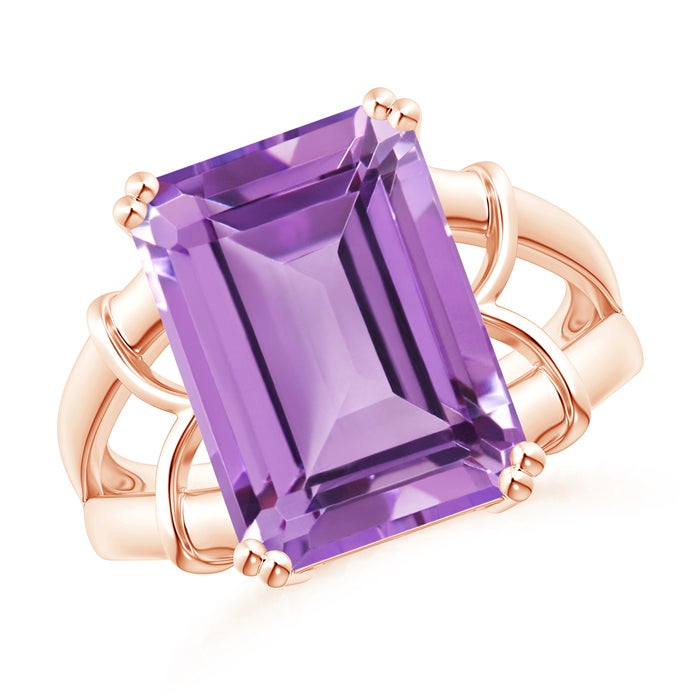 Octagonal Amethyst Split Shank Ring