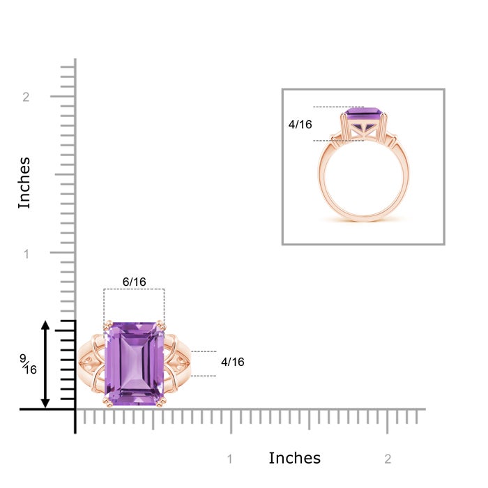 Octagonal Amethyst Split Shank Ring