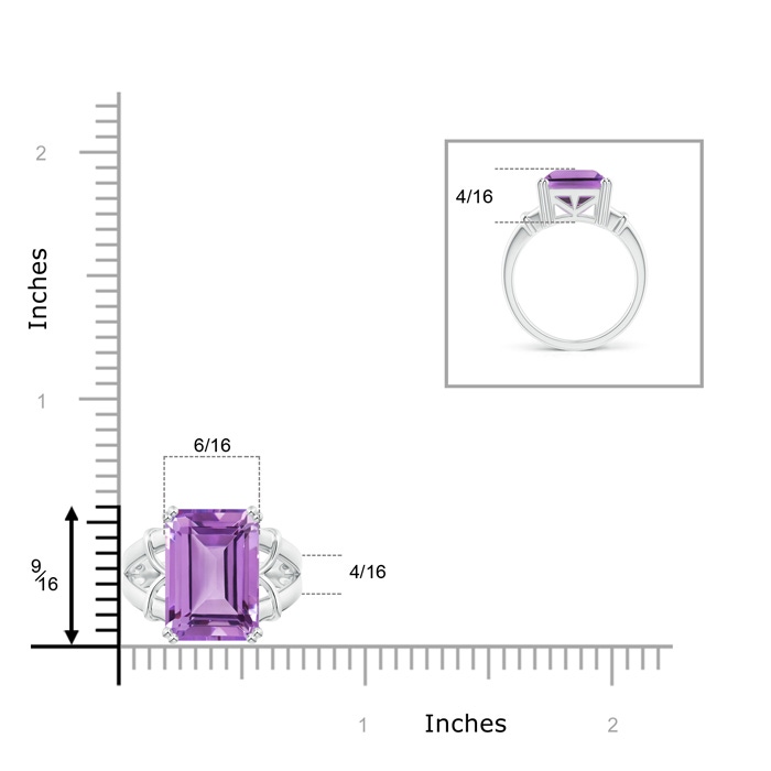 14x10mm A Octagonal Amethyst Split Shank Ring in White Gold product image