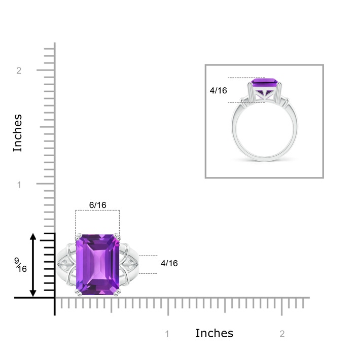 14x10mm AAA Octagonal Amethyst Split Shank Ring in White Gold product image