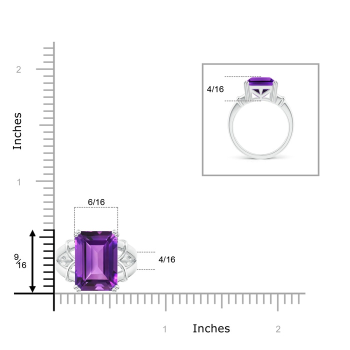 14x10mm AAAA Octagonal Amethyst Split Shank Ring in P950 Platinum product image