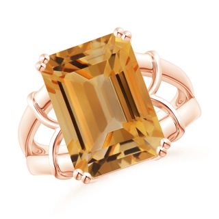 14x10mm A Octagonal Citrine Split Shank Ring in 9K Rose Gold