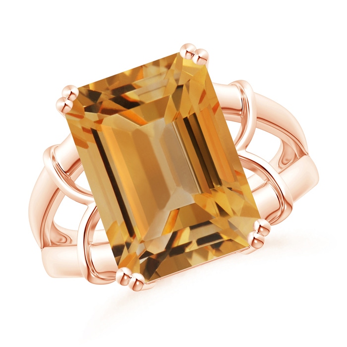 14x10mm A Octagonal Citrine Split Shank Ring in 9K Rose Gold 