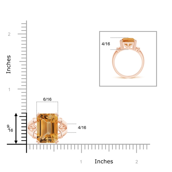 14x10mm A Octagonal Citrine Split Shank Ring in 9K Rose Gold product image
