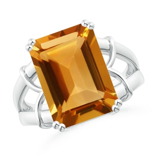 14x10mm AA Octagonal Citrine Split Shank Ring in White Gold