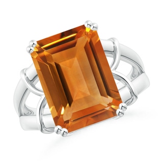 14x10mm AAA Octagonal Citrine Split Shank Ring in P950 Platinum