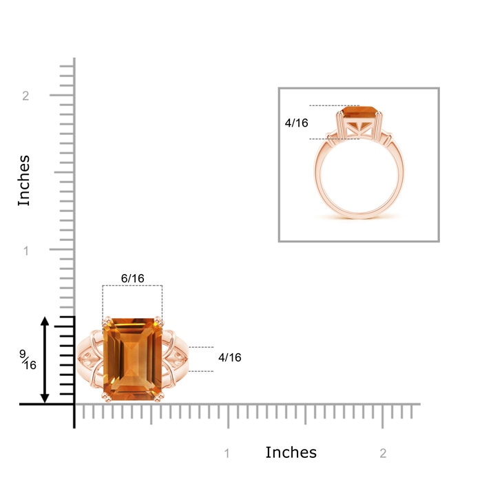 14x10mm AAA Octagonal Citrine Split Shank Ring in Rose Gold product image