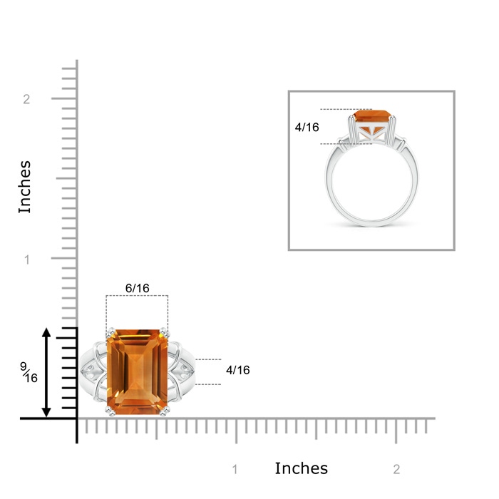 14x10mm AAA Octagonal Citrine Split Shank Ring in White Gold product image