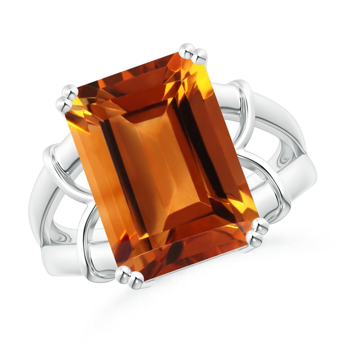 14x10mm AAAA Octagonal Citrine Split Shank Ring in P950 Platinum