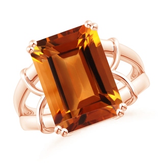 14x10mm AAAA Octagonal Citrine Split Shank Ring in Rose Gold