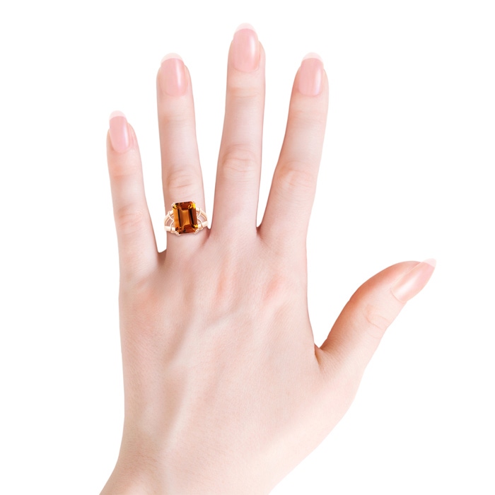 14x10mm AAAA Octagonal Citrine Split Shank Ring in Rose Gold product image