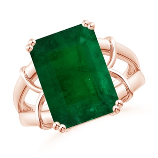 14.38x10.18x5.97mm AA GIA Certified Emerald Cut Emerald Split Shank Ring in 18K Rose Gold