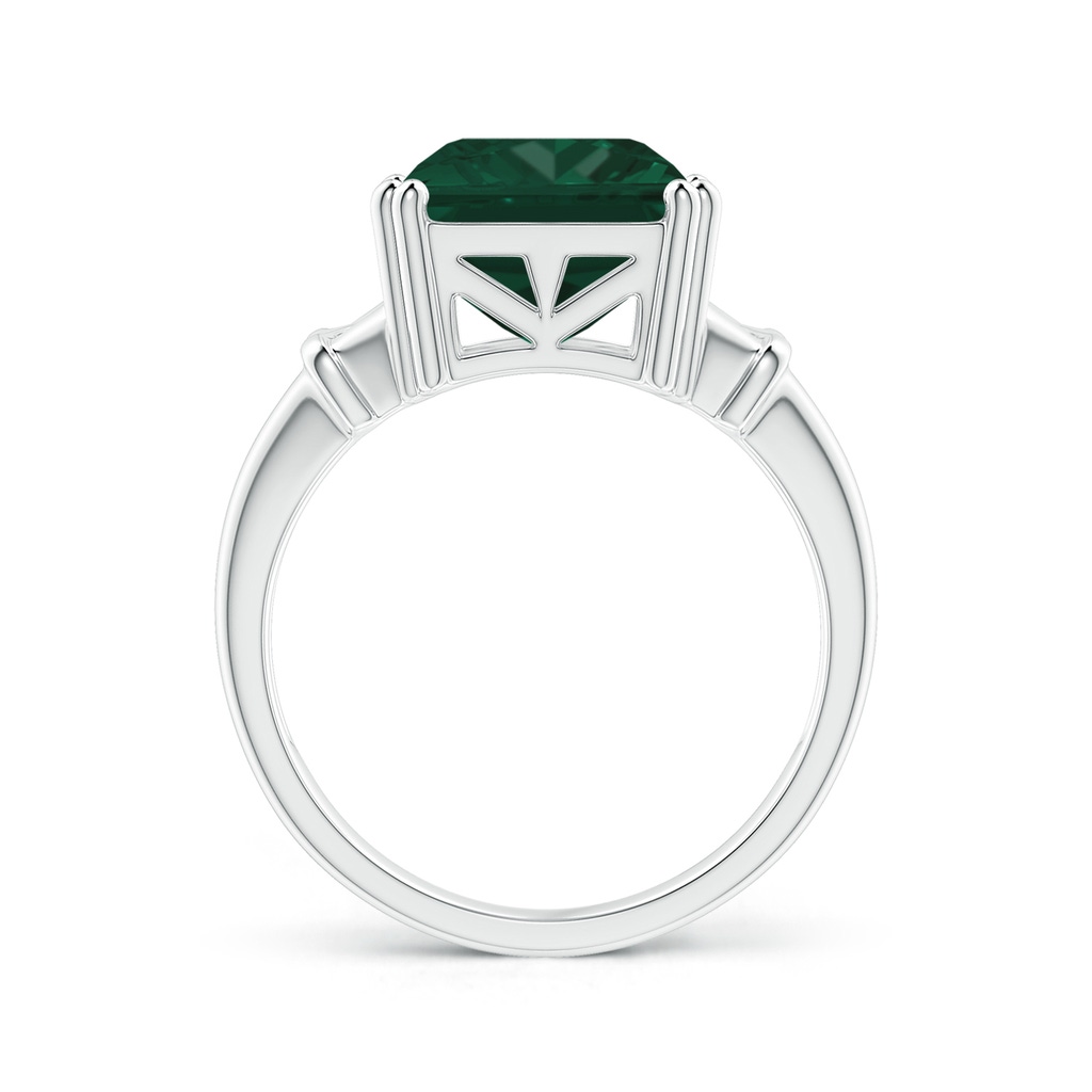 13.82x11.58x10.49mm AAAA GIA Certified Octagonal Green Sapphire (Teal) Split Shank Ring in White Gold Side 1