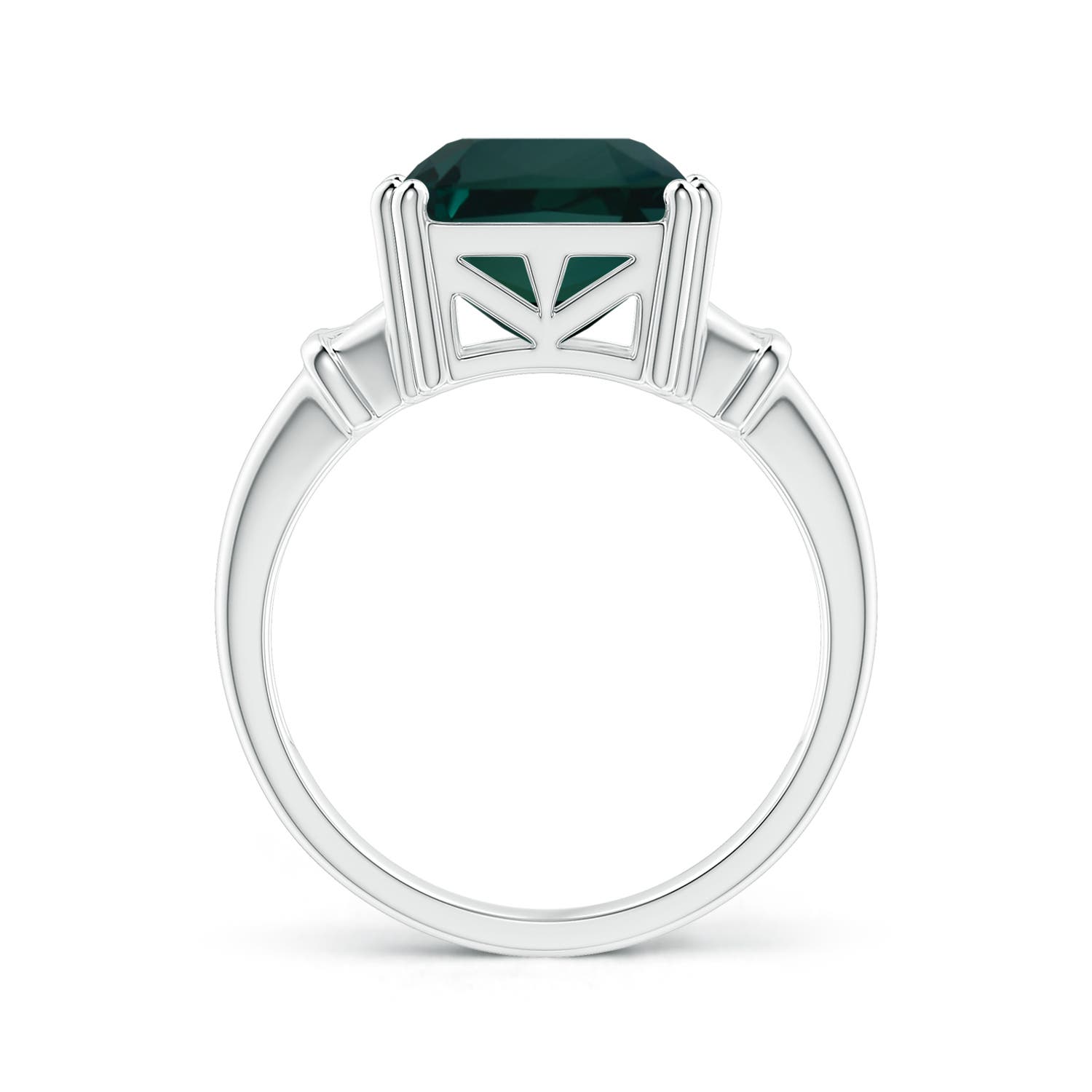 13.82x11.58x10.49mm AAAA GIA Certified Octagonal Teal Colour Sapphire Split Shank Ring in White Gold - side 2