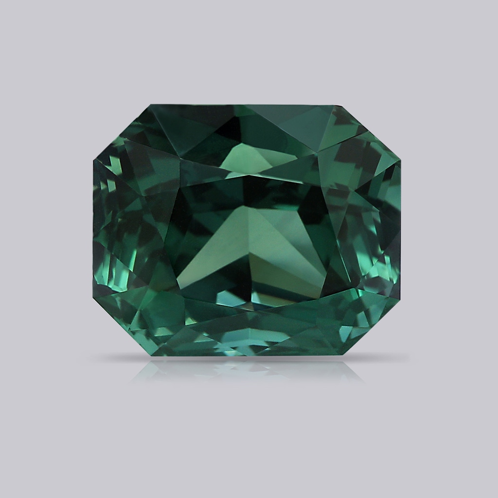 13.82x11.58x10.49mm AAAA GIA Certified Octagonal Green Sapphire (Teal) Split Shank Ring in White Gold Stone
