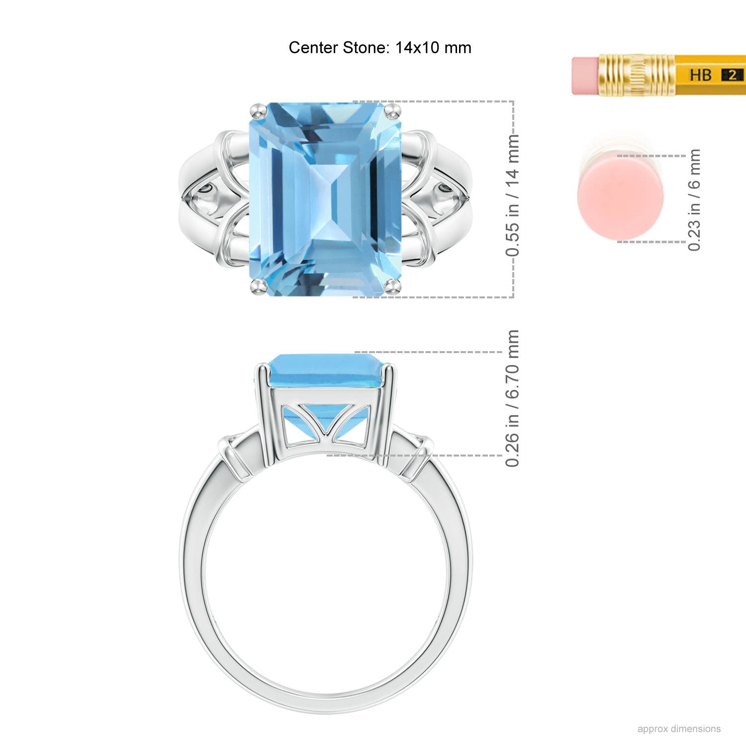 A - Swiss Blue Topaz / 10 CT / 14 KT White Gold