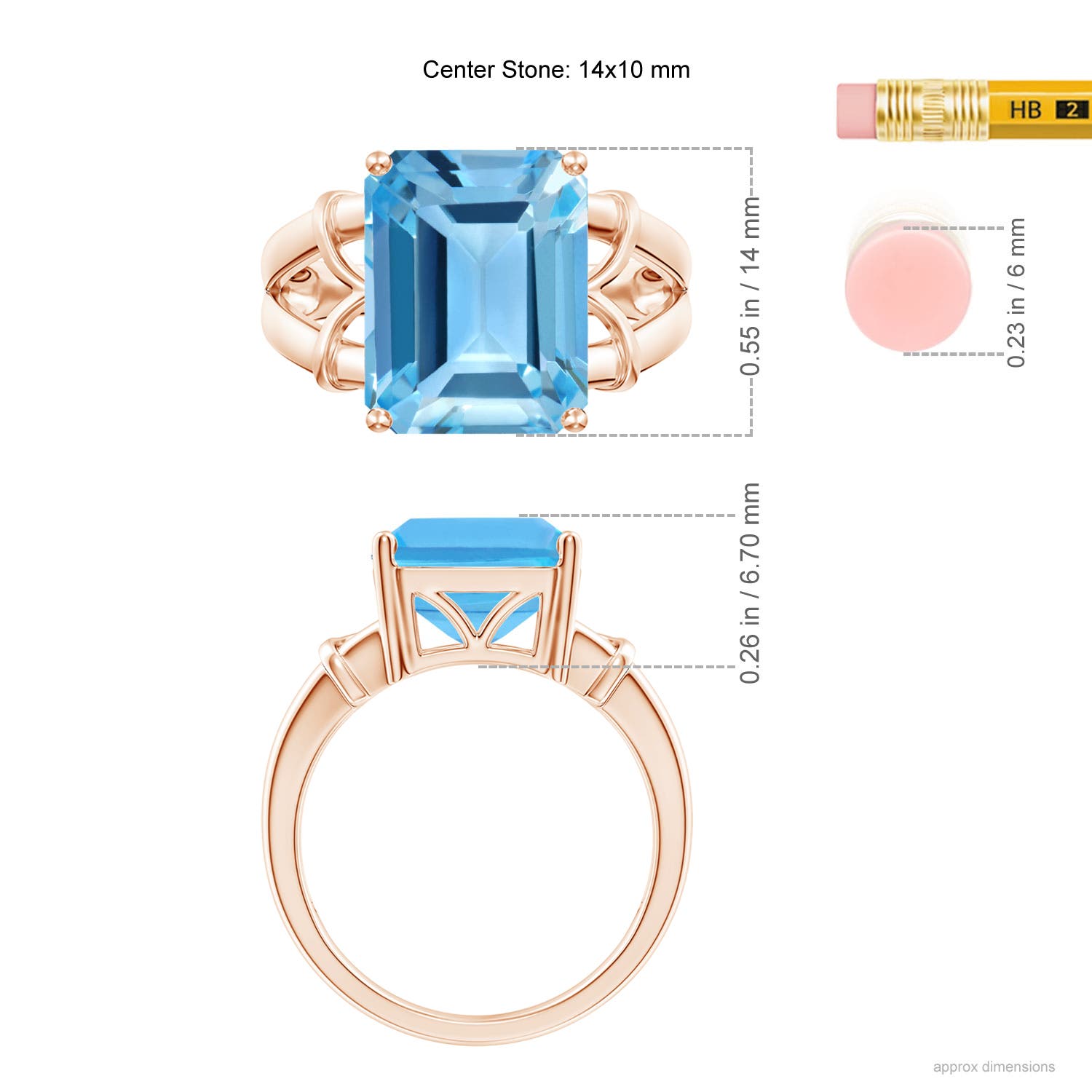 AA - Swiss Blue Topaz / 10 CT / 14 KT Rose Gold