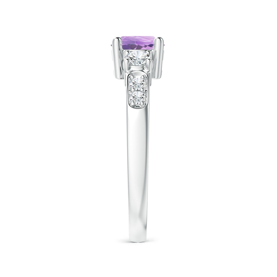 6mm A Three Stone Amethyst and Diamond Ring in 18K White Gold side 299