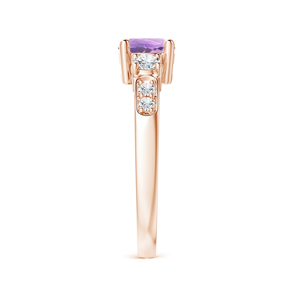 6mm A Three Stone Amethyst and Diamond Ring in Rose Gold side 299