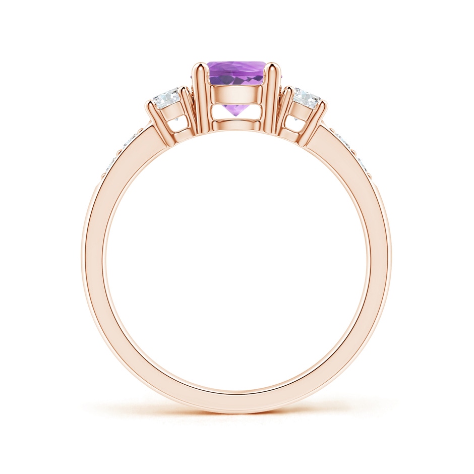 6mm AA Three Stone Amethyst and Diamond Ring in 18K Rose Gold side 199