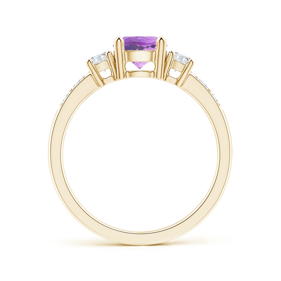 6mm AA Three Stone Amethyst and Diamond Ring in 18K Yellow Gold side 199